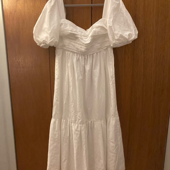 Self-Portrait White Taffeta Puff Sleeve Dress - Picture 5 of 5
